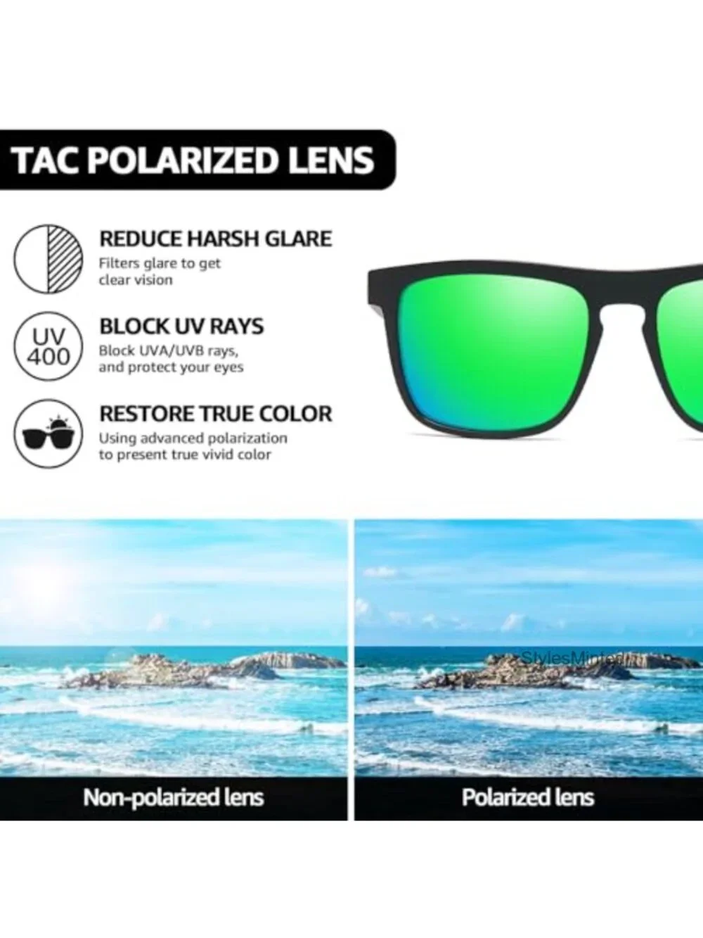 ANSI Z87.1 Polarized Safety Sunglasses with UV400 Protection Square Frame